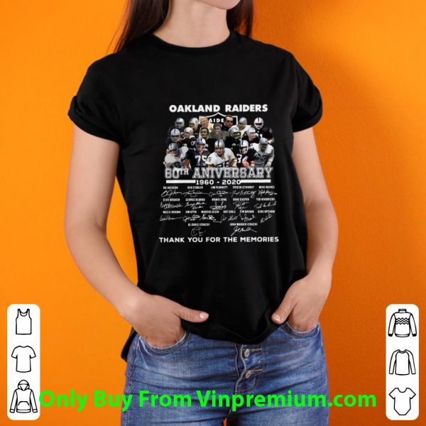 Original Oakland Raiders 60th Anniversary Thank You For The Memories Signatures shirt