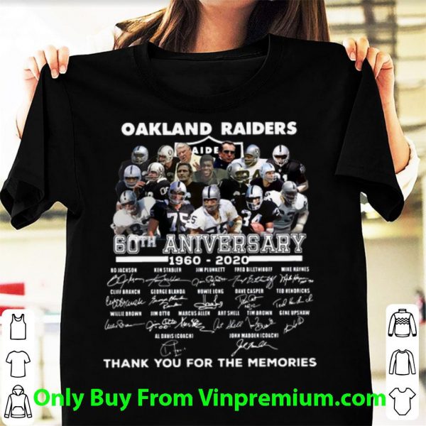 Original Oakland Raiders 60th Anniversary Thank You For The Memories Signatures shirt