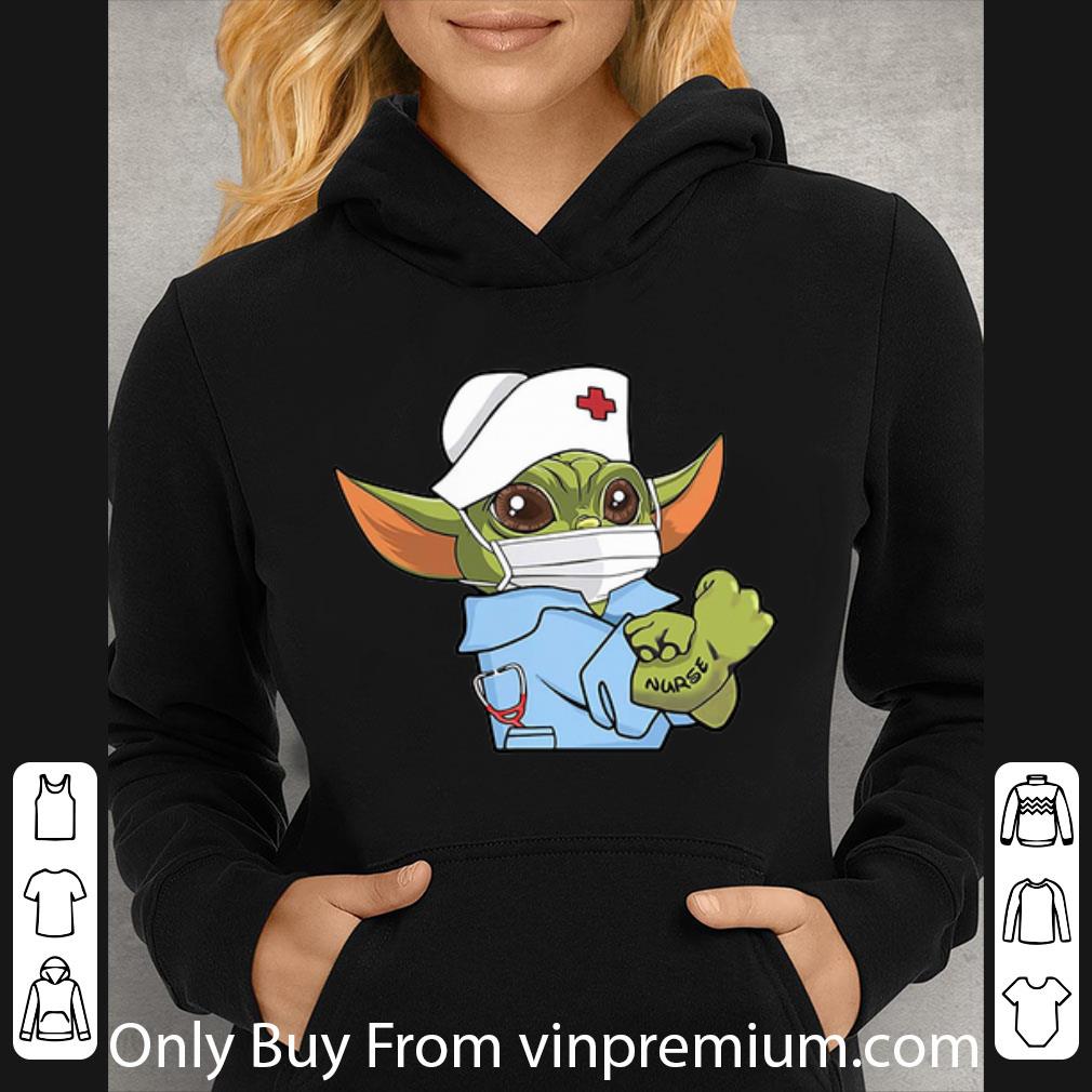 6de06e32 premium baby yoda wearing scrub strong nurse shirt 4 - Premium Baby Yoda Wearing Scrub Strong Nurse shirt