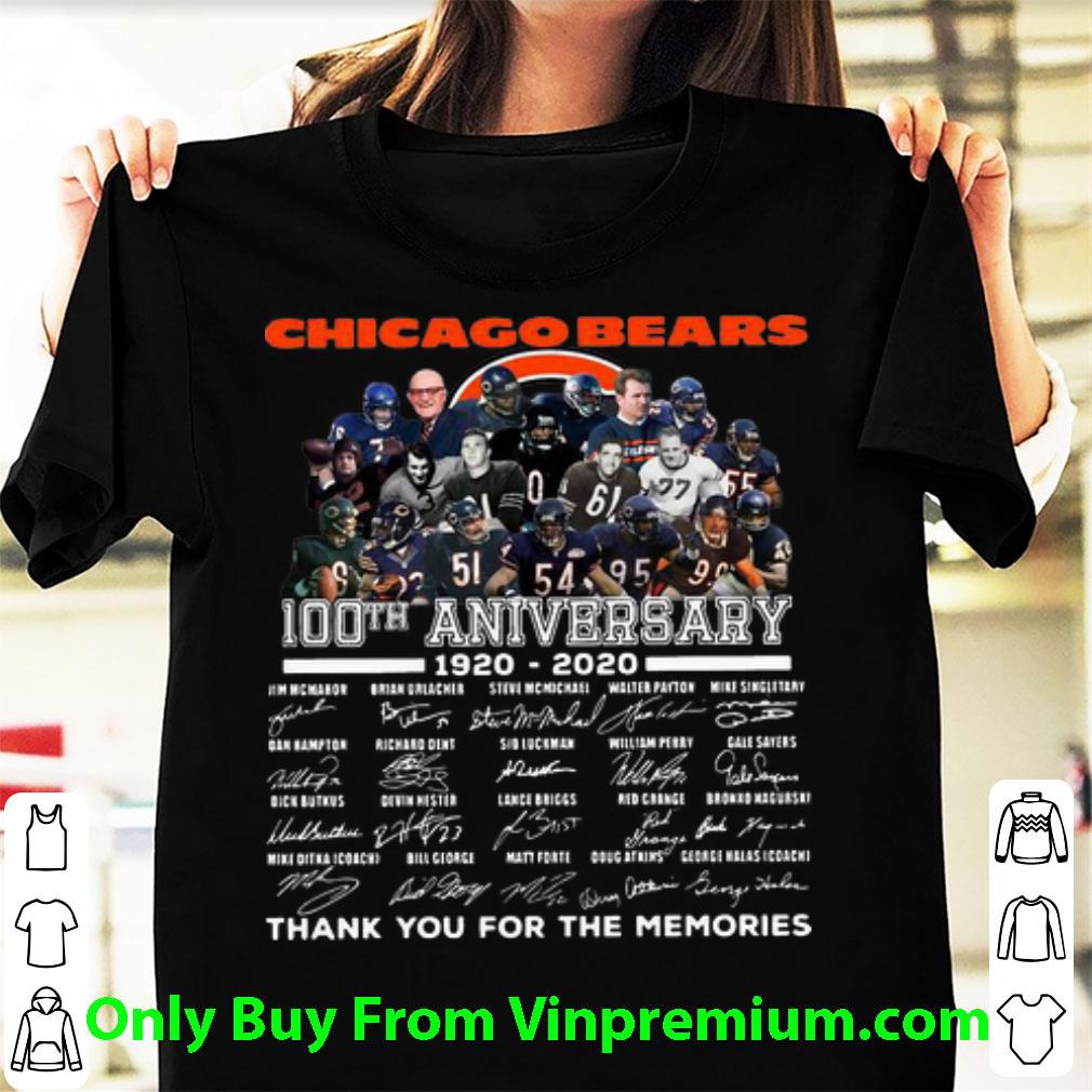 Hot Chicago Bears 100th Anniversary Thank You For The Memories Signatures shirt