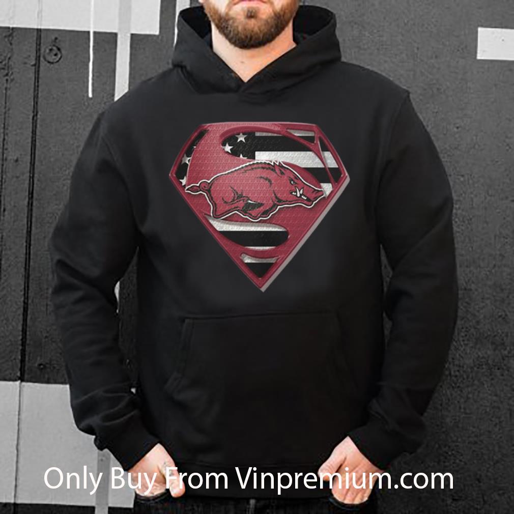 14e10817 original superman university of arkansas hogs american flag shirt 4 - Original Superman University Of Arkansas Hogs American Flag shirt
