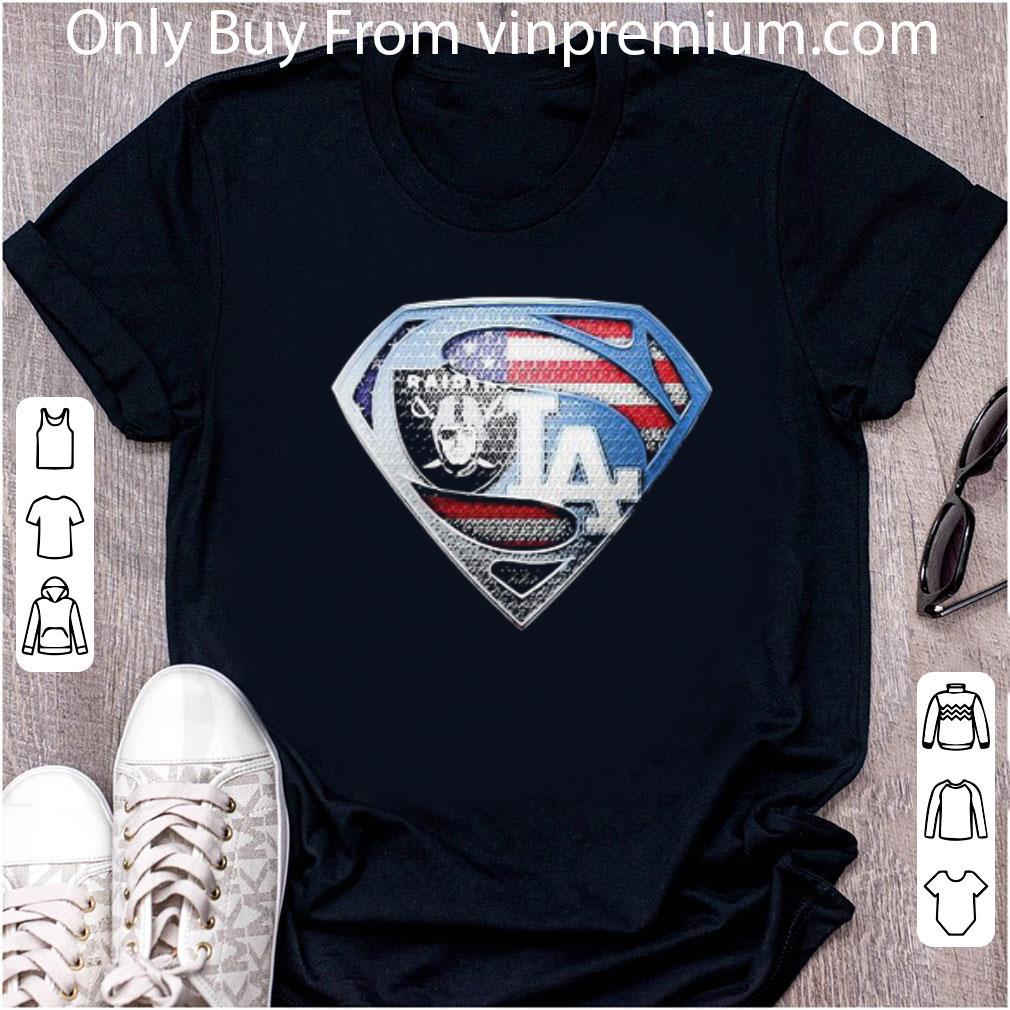 Pretty Superman American Flag Oakland Raiders And Los Angeles Dodgers shirt