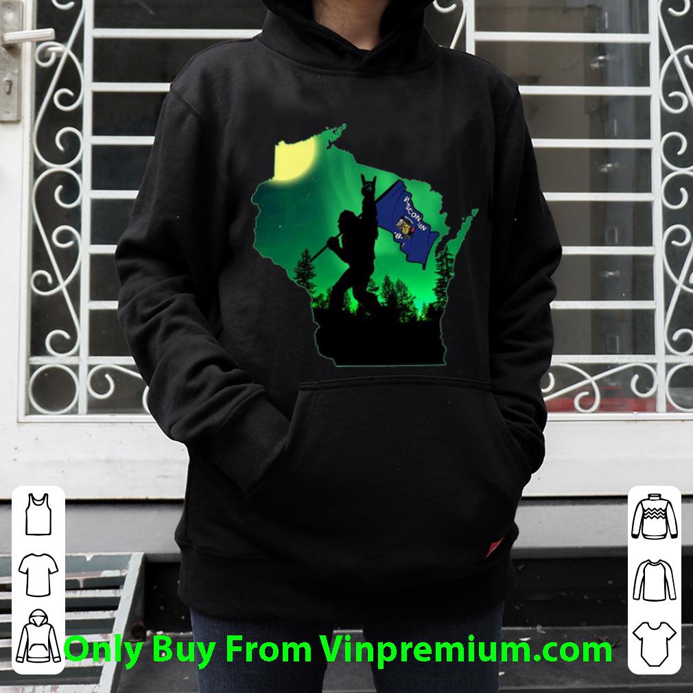 9b90d0db great bigfoot moonlit night wisconsin map flag shirt 4 - Great Bigfoot Moonlit Night Wisconsin Map Flag shirt