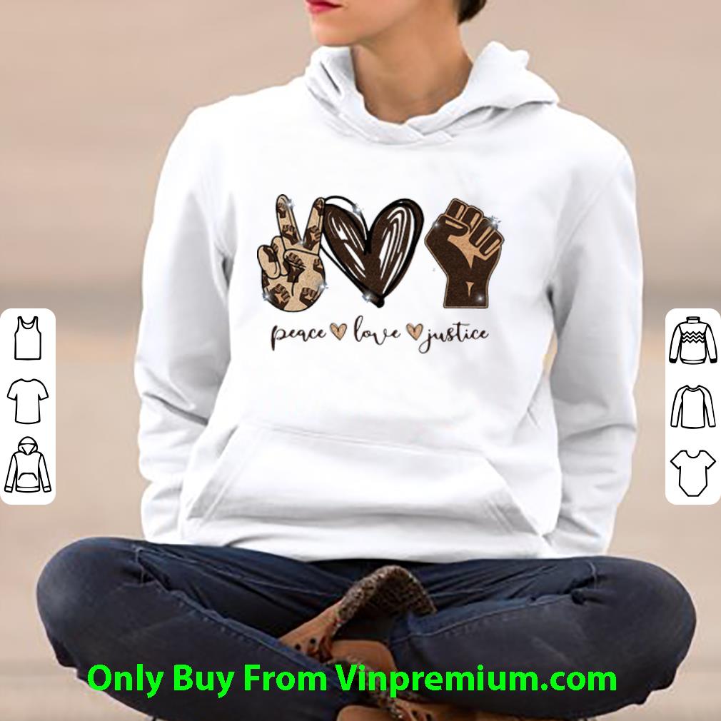 b8eea6db top peace love justice black strong hand shirt 4 - Top Peace Love Justice Black Strong Hand shirt