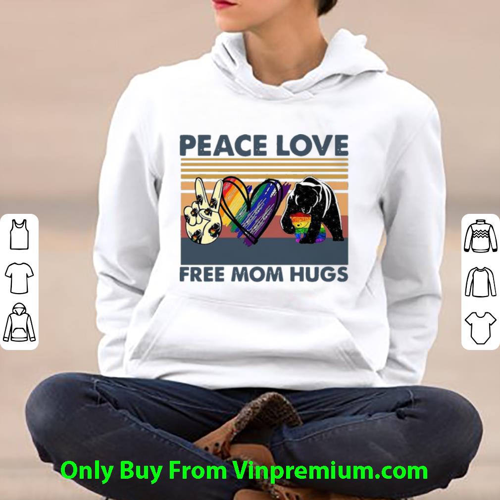 dd10cc51 great vintage bear peace love lgbt free mom hugs shirt 4 - Great Vintage Bear Peace Love LGBT Free Mom Hugs shirt