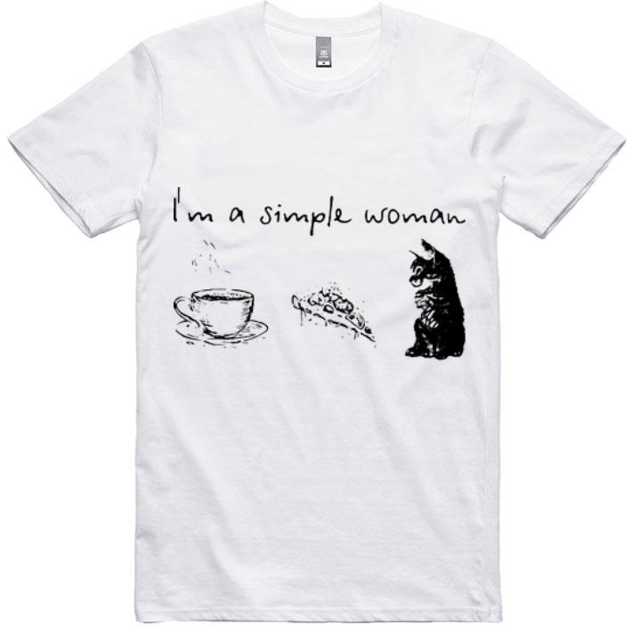 Nice I’m A Simple Woman Coffee Pizza And Cat shirt