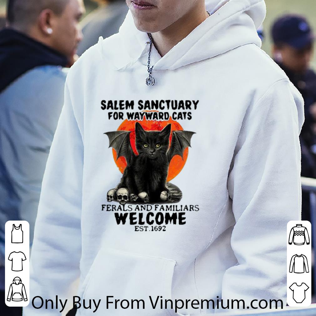 ff8e5b59 pretty salem sanctuary for wayward cats ferals and familiars welcome est 1692 shirt 4 - Pretty Salem Sanctuary For Wayward Cats Ferals And Familiars Welcome Est 1692 shirt