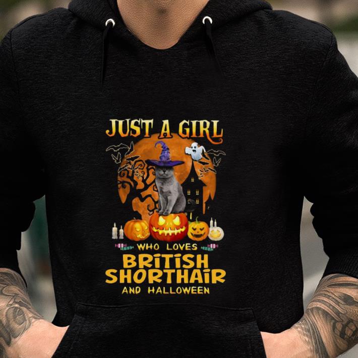 Awesome Cat Witch Just A Girl Who Loves British Shorthair And Halloween shirt