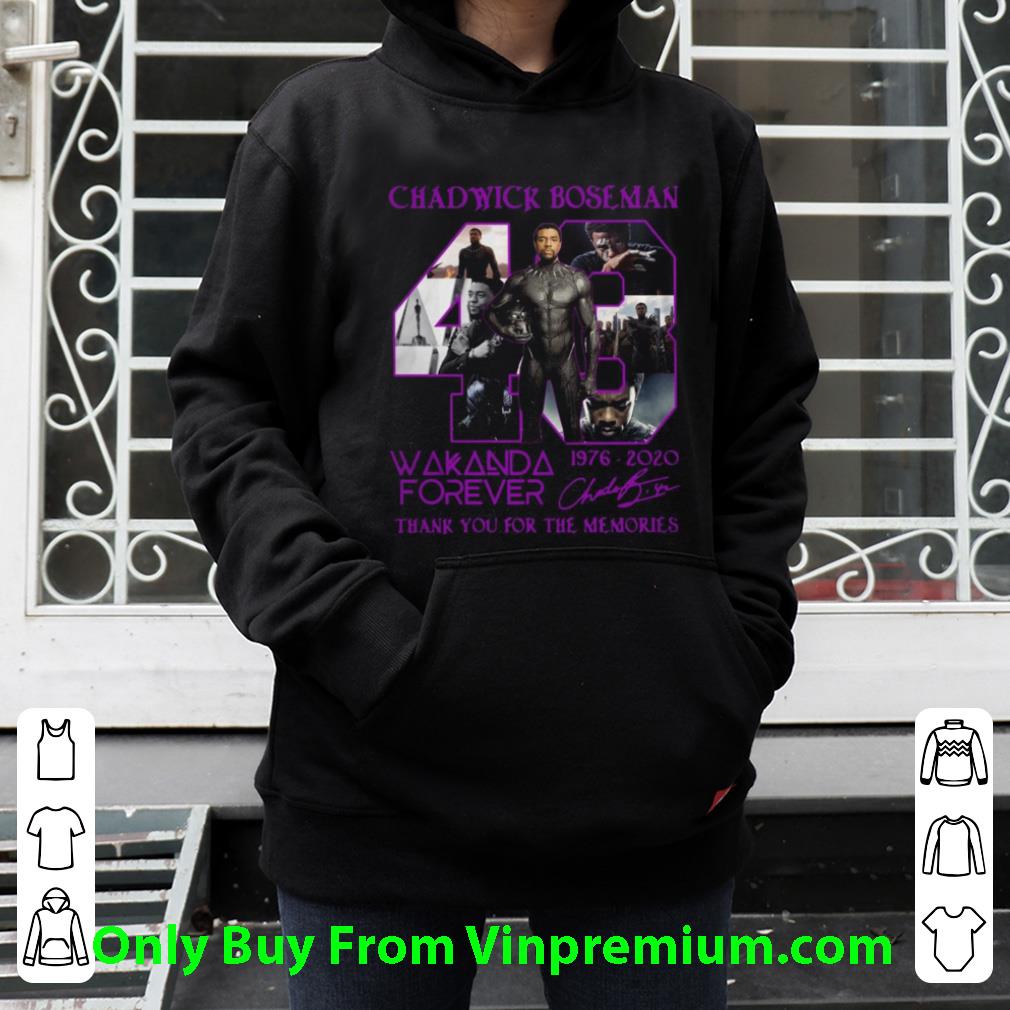 Premium Chadwick Boseman 43 Wakanda Forever 1976 2020 Signature Thank You For The Memories shirt 138ae166 premium chadwick boseman 43 wakanda forever 1976 2020 signature thank you for the memories shirt 4 - Premium Chadwick Boseman 43 Wakanda Forever 1976 2020 Signature Thank You For The Memories shirt