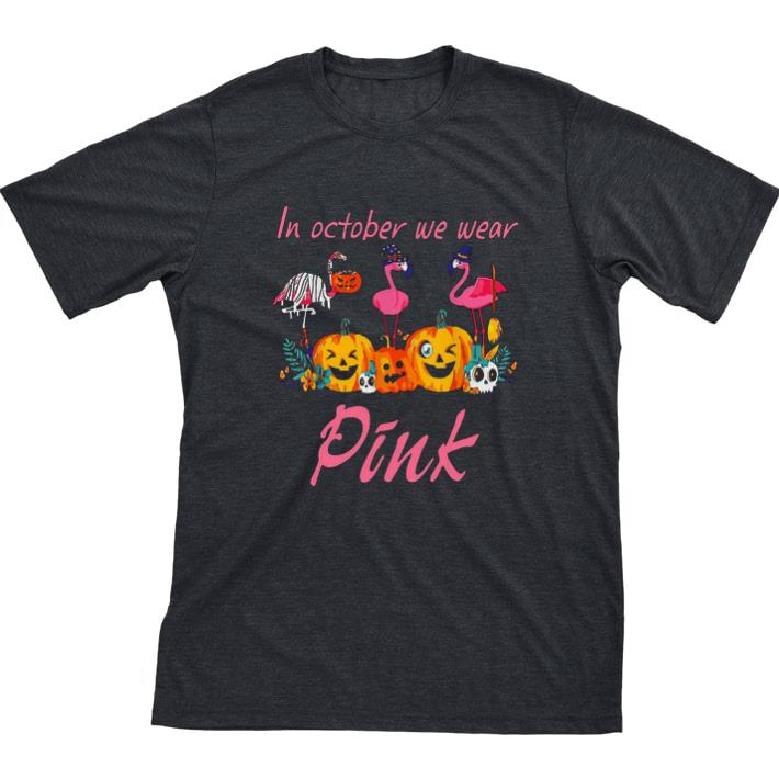 Nice In October We Wear Pink Pumpkin Flamingo Halloween tshirt
