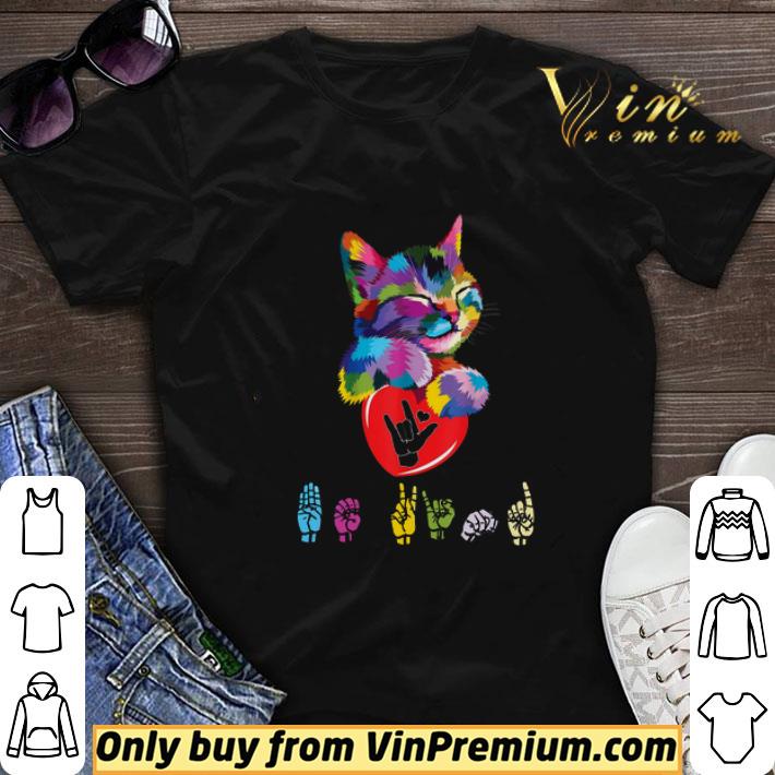 Color Cat Hug Heart Hand Sign Be Kind shirt sweater