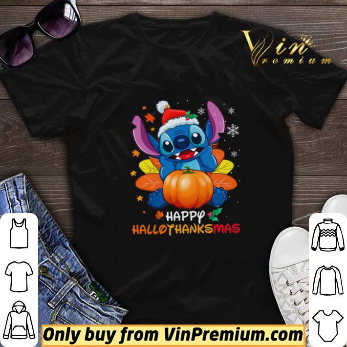 Hot Stitch Happy Hallothanksmas Happy Halloween Thanksgiving Merry Christmas shirt sweater