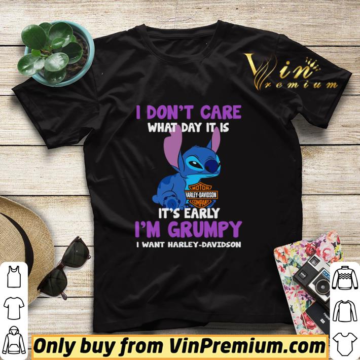 bce7d4f0 stitch i don t care what day it is it s early i m grumpy i want harley davidson shirt sweater 4 - Stitch I don’t care what day it Is it’s early I’m grumpy I want Harley Davidson shirt sweater