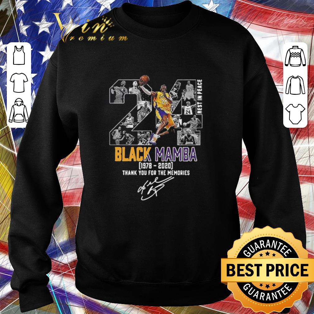 542466b3 official rest in peace 24 kobe bryant black mamba 1978 2020 thank you for the memories signature shirt 4 - Official Rest In Peace 24 Kobe Bryant Black Mamba 1978 2020 Thank You For The Memories Signature shirt