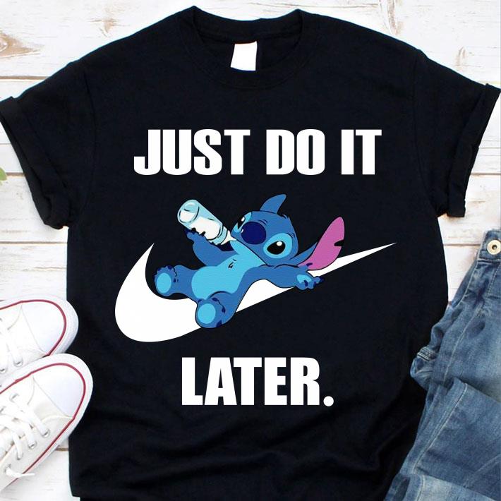 Original Disney Stitch Drinking Milk Nike Just Do It Later shirt