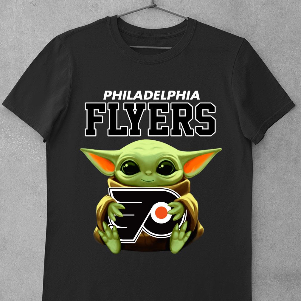 Funny Premium Baby Yoda Hug Philadelphia Flyers Star Wars Mandalorian shirt