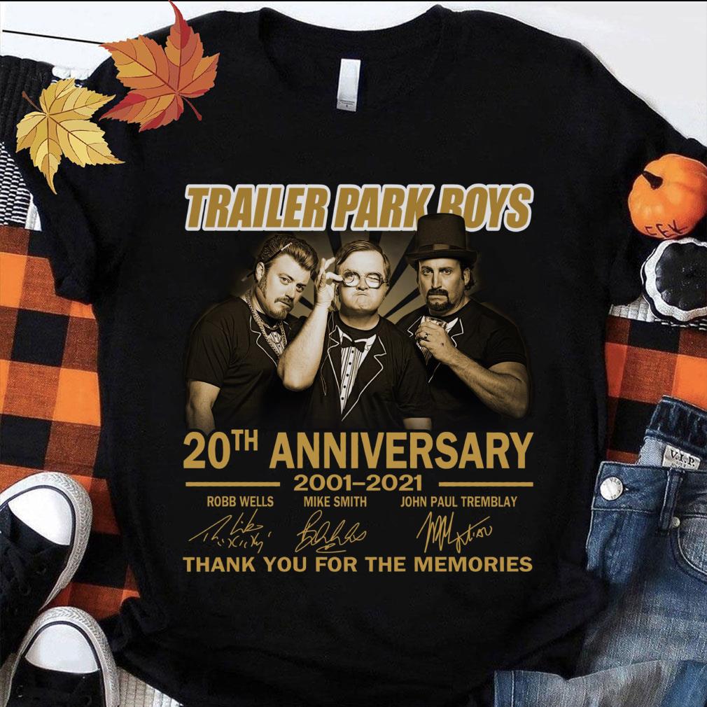 Official Trailer Park Boys 20th anniversary 2001-2021 signatures thank you for the memories shirt Trailer Park Boys 20th anniversary 2001 2021 signatures thank you for the memories shirt 1 - Official Trailer Park Boys 20th anniversary 2001-2021 signatures thank you for the memories shirt