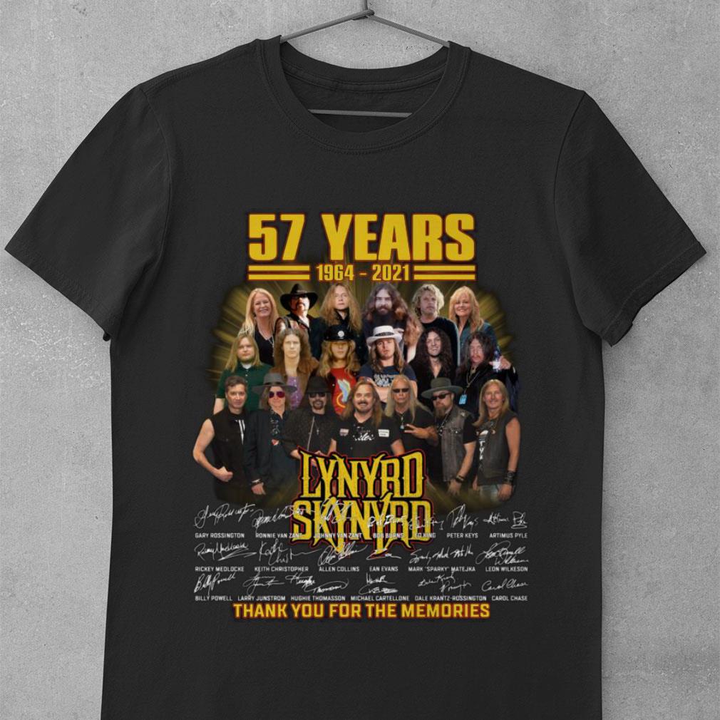 Original 57 Years Lynyrd Skynyrd Band Rock 1964-2021 Signatures Thank You For The Memories Shirt