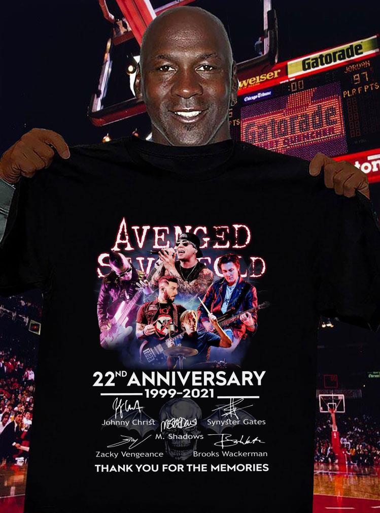 Original Avenged Sevenfold band rock 22nd Anniversary 1999-2021 Signatures Thank You For The Memories Shirt Avenged Sevenfold band rock 22nd Anniversary 1999 2021 Signatures Thank You For The Memories Shirt 3 - Original Avenged Sevenfold band rock 22nd Anniversary 1999-2021 Signatures Thank You For The Memories Shirt