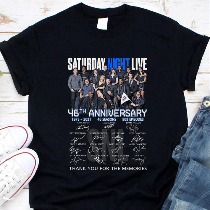 Funny SNL Saturday Night Live 46th Anniversary 1975-2021 46 Seasons 909 Episodes Signatures Thank You For The Memories Shirt SNL Saturday Night Live 46th Anniversary 1975 2021 46 Seasons 909 Episodes Signatures Thank You For The Memories Shirt 1 - Funny SNL Saturday Night Live 46th Anniversary 1975-2021 46 Seasons 909 Episodes Signatures Thank You For The Memories Shirt
