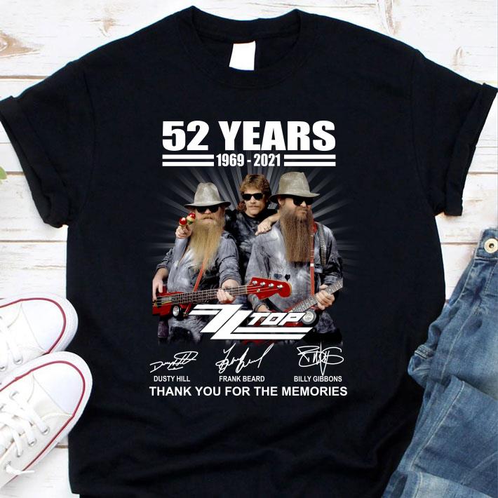 Hot RIP Dusty Hill 52 years 1969-2021 ZZ Top band Signatures Thank You For The Memories Shirt