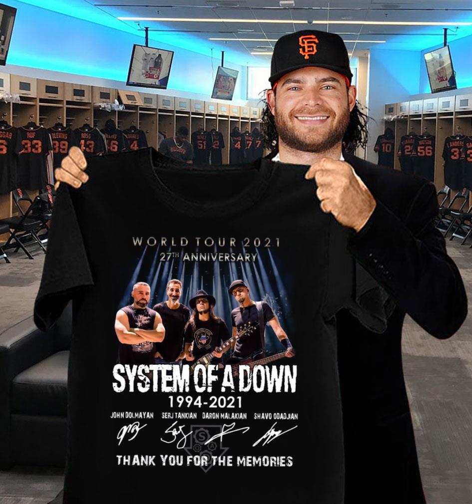 Original 27th anniversary System Of A Down 1994-2021 World Tour 2021 thank you for the memories signatures shirt, John Dolmayan, Serj Tankian, Daron Malakian, Shavo Odadjian CGOWoqGT 27th anniversary System Of A Down 1994 2021 World Tour 2021 thank you for the memories signatures shirt John Dolmayan Serj Tankian Daron Malakian Shavo Odadjian 2 - Original 27th anniversary System Of A Down 1994-2021 World Tour 2021 thank you for the memories signatures shirt, John Dolmayan, Serj Tankian, Daron Malakian, Shavo Odadjian