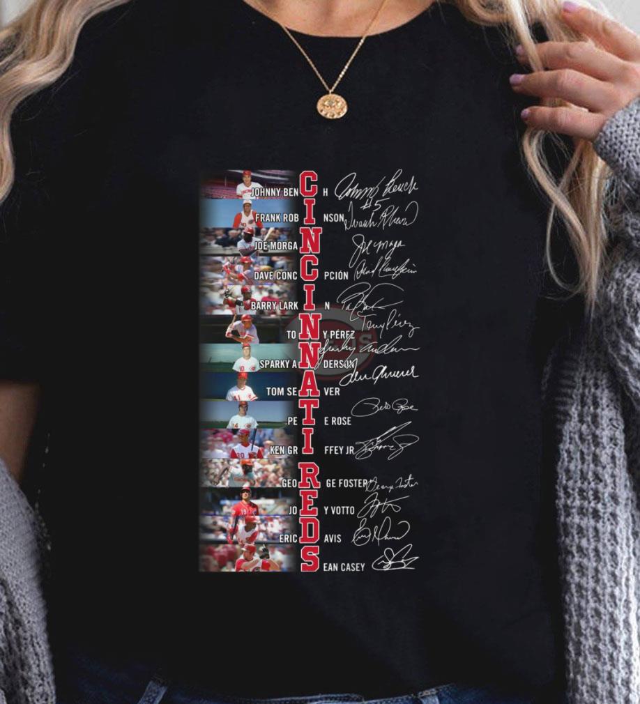 Official Cincinnati Reds best players signatures shirt, Johnny Bench, Frank Robinson, Joey Votto, Barry Larkin Cincinnati Reds best players signatures shirt Johnny Bench Frank Robinson Joey Votto Barry Larkin 2 - Official Cincinnati Reds best players signatures shirt, Johnny Bench, Frank Robinson, Joey Votto, Barry Larkin