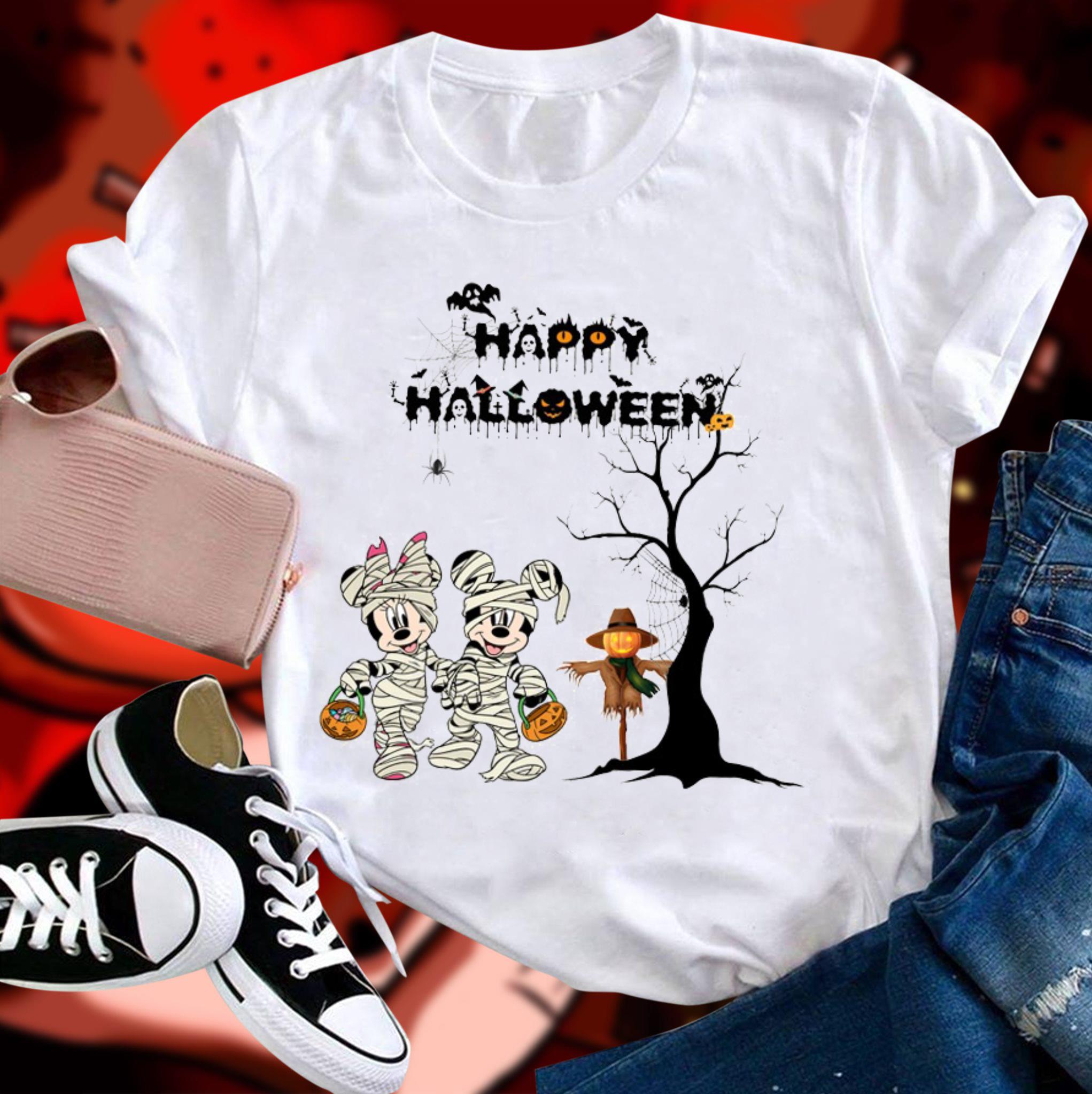 Funny Disney Mickey And Minnie Mouse Happy Halloween Shirt