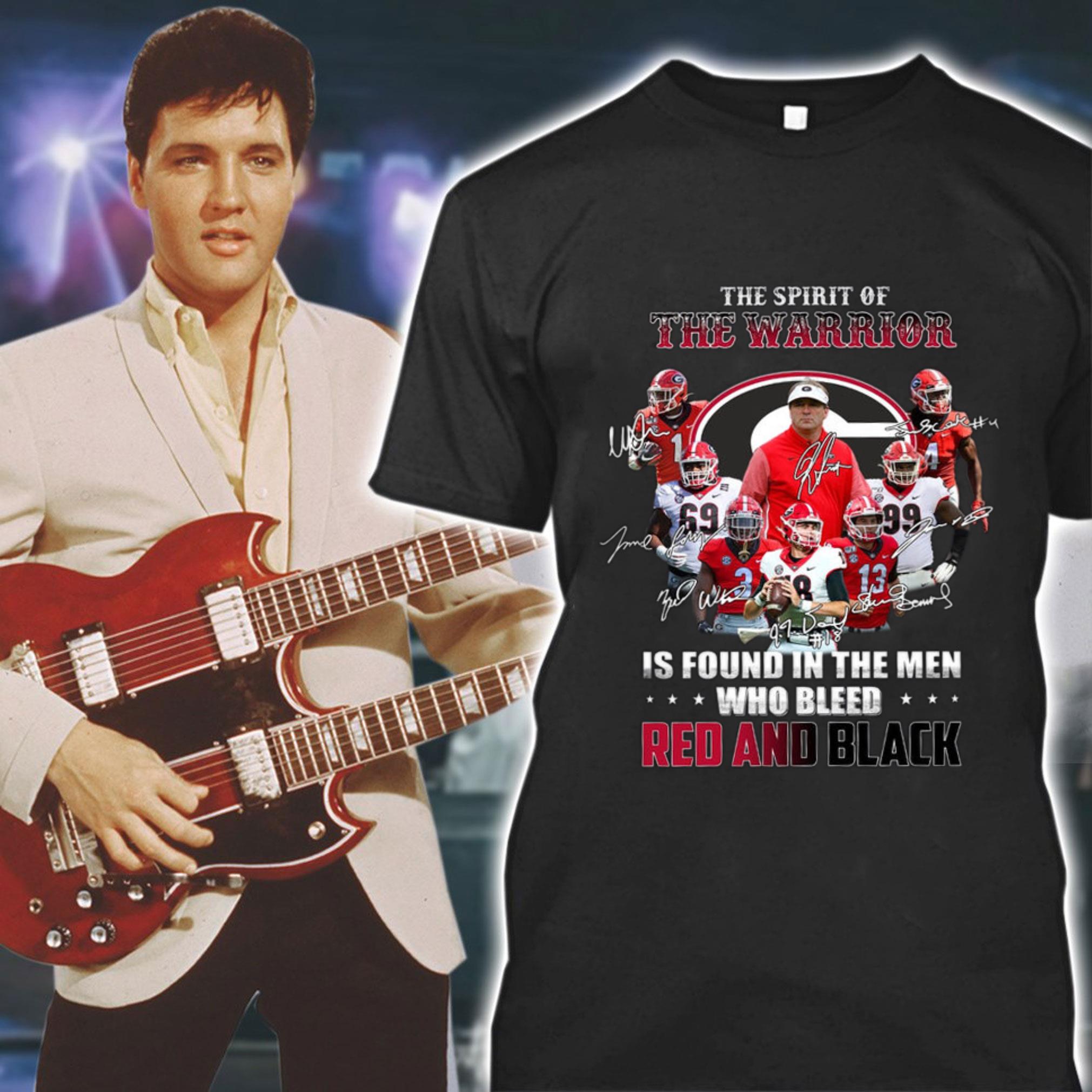 Hot Georgia Bulldogs The Spirit Of The Warrior Is Found In The Men Who Bleed Red And Black Signatures Shirt