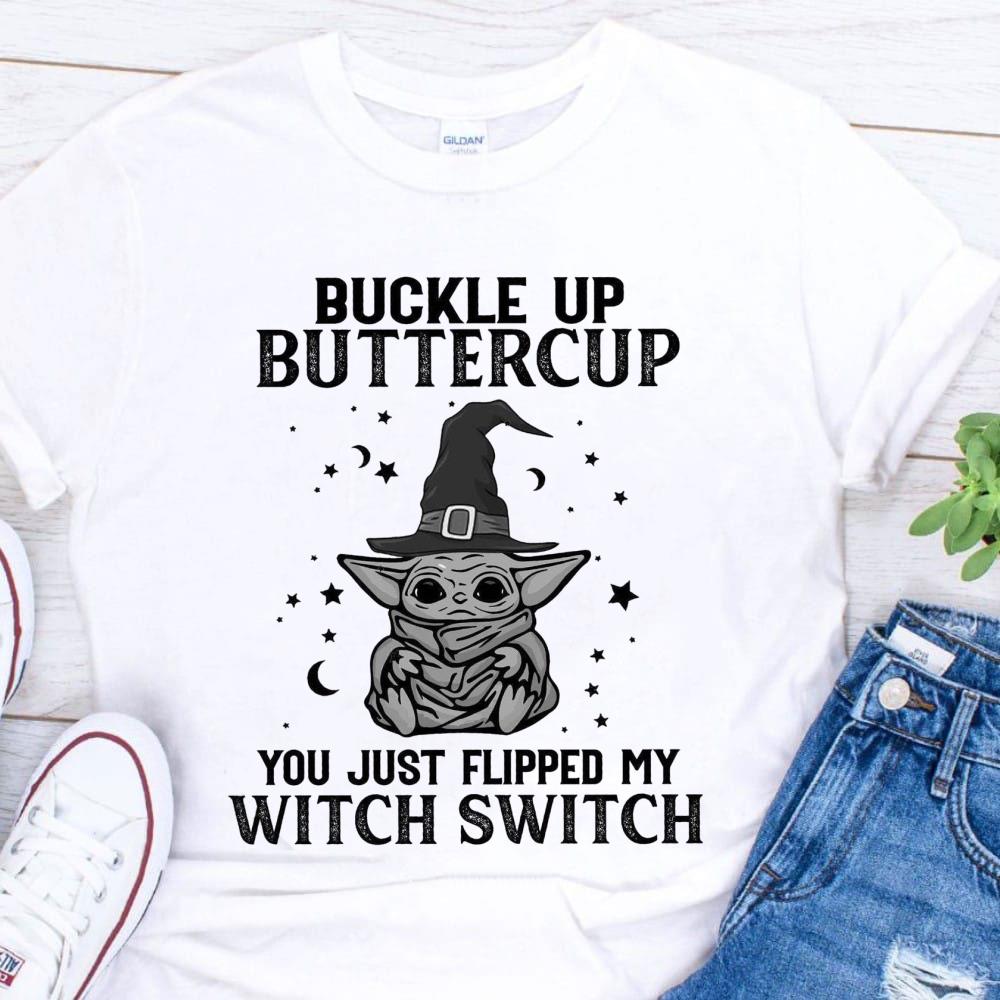 Hot Halloween Star Wars Baby Yoda Buckle Up Buttercup You Just Flipped My Witch Switch Shirt Halloween Star Wars Baby Yoda Buckle Up Buttercup You Just Flipped My Witch Switch Shirt 1 - Hot Halloween Star Wars Baby Yoda Buckle Up Buttercup You Just Flipped My Witch Switch Shirt