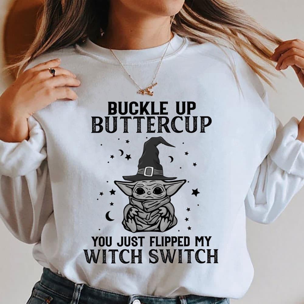 Hot Halloween Star Wars Baby Yoda Buckle Up Buttercup You Just Flipped My Witch Switch Shirt Halloween Star Wars Baby Yoda Buckle Up Buttercup You Just Flipped My Witch Switch Shirt 4 - Hot Halloween Star Wars Baby Yoda Buckle Up Buttercup You Just Flipped My Witch Switch Shirt