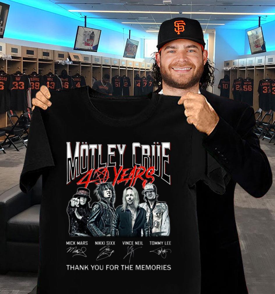 Awesome Motley Crue 40 years thank you for the memories signatures shirt, Mick Mars, Nikki Sixx, Vince Neil, Tommy Lee Motley Crue 40 years thank you for the memories signatures shirt Mick Mars Nikki Sixx Vince Neil Tommy Lee 2 - Awesome Motley Crue 40 years thank you for the memories signatures shirt, Mick Mars, Nikki Sixx, Vince Neil, Tommy Lee