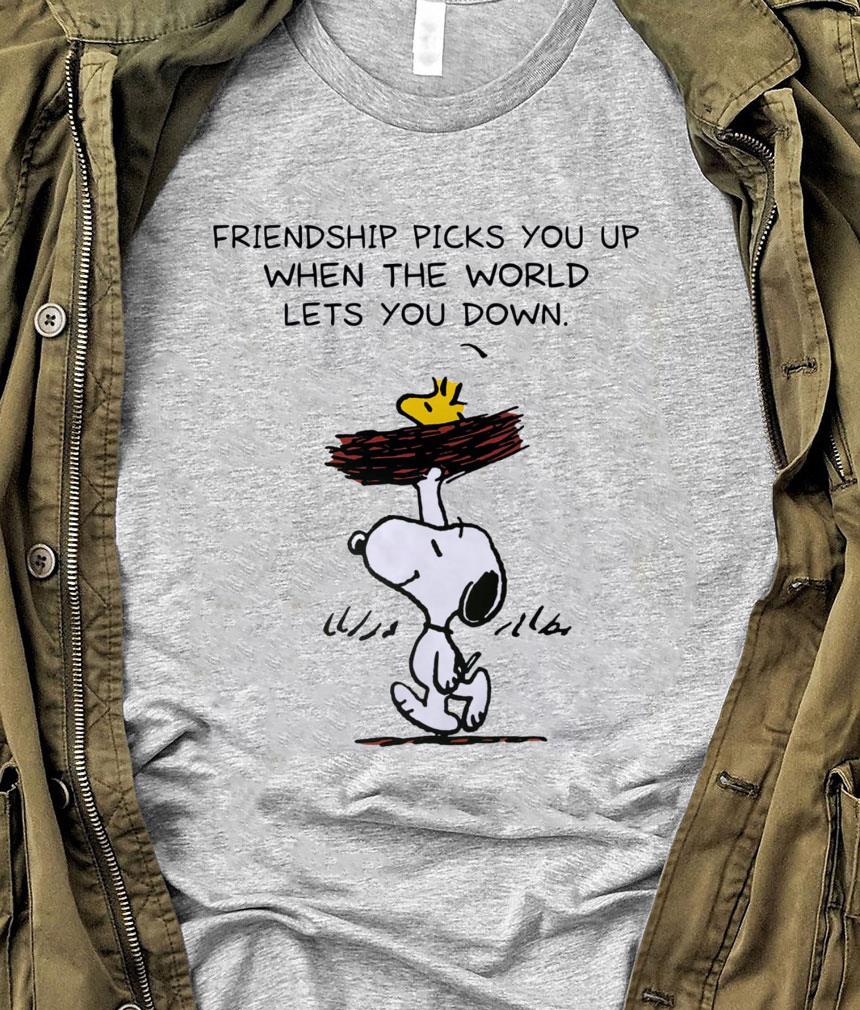 Awesome Snoopy Woodstock Friendship Picks You Up When The World Lets You Down Shirt