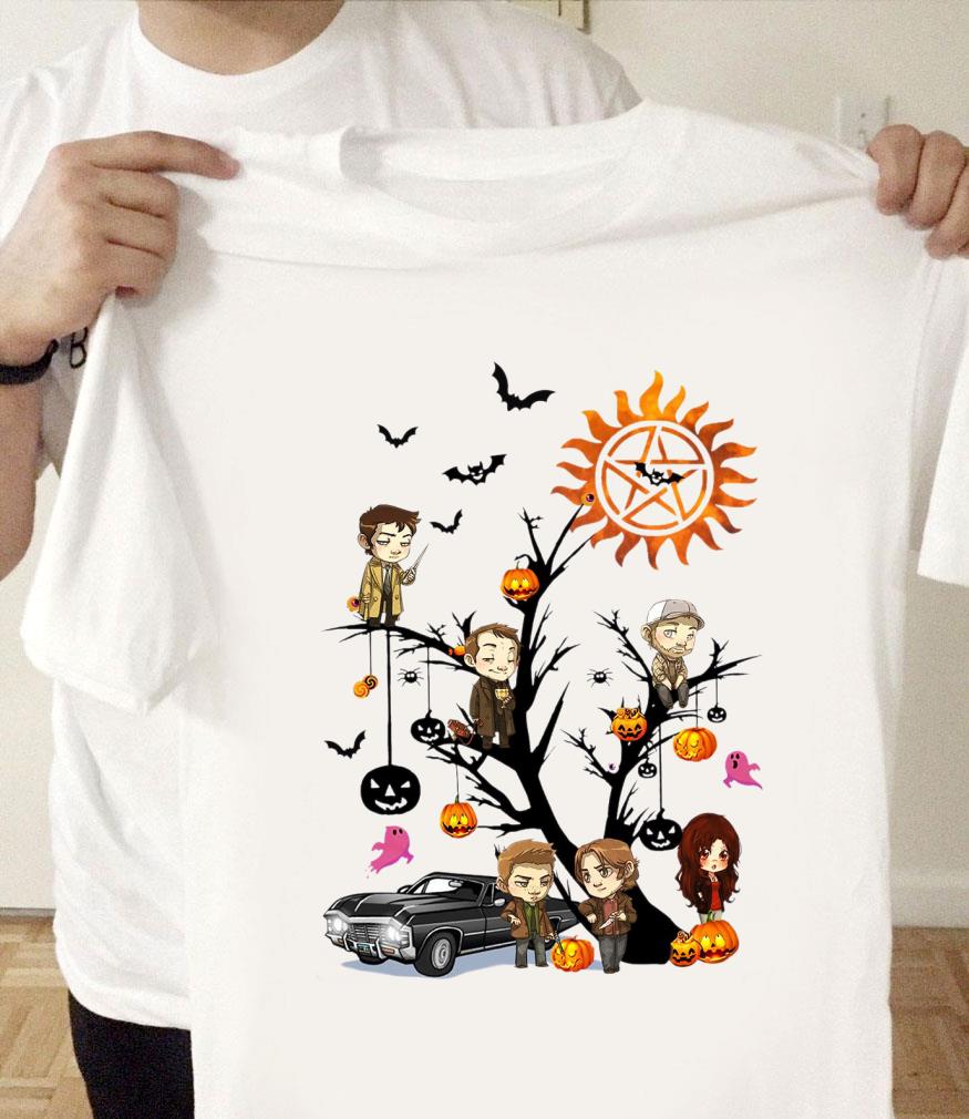Premium Supernatural Characters Boo Ghost Pumpkin Halloween Tree Shirt Supernatural Characters Boo Ghost Pumpkin Halloween Tree Shirt 1 - Premium Supernatural Characters Boo Ghost Pumpkin Halloween Tree Shirt