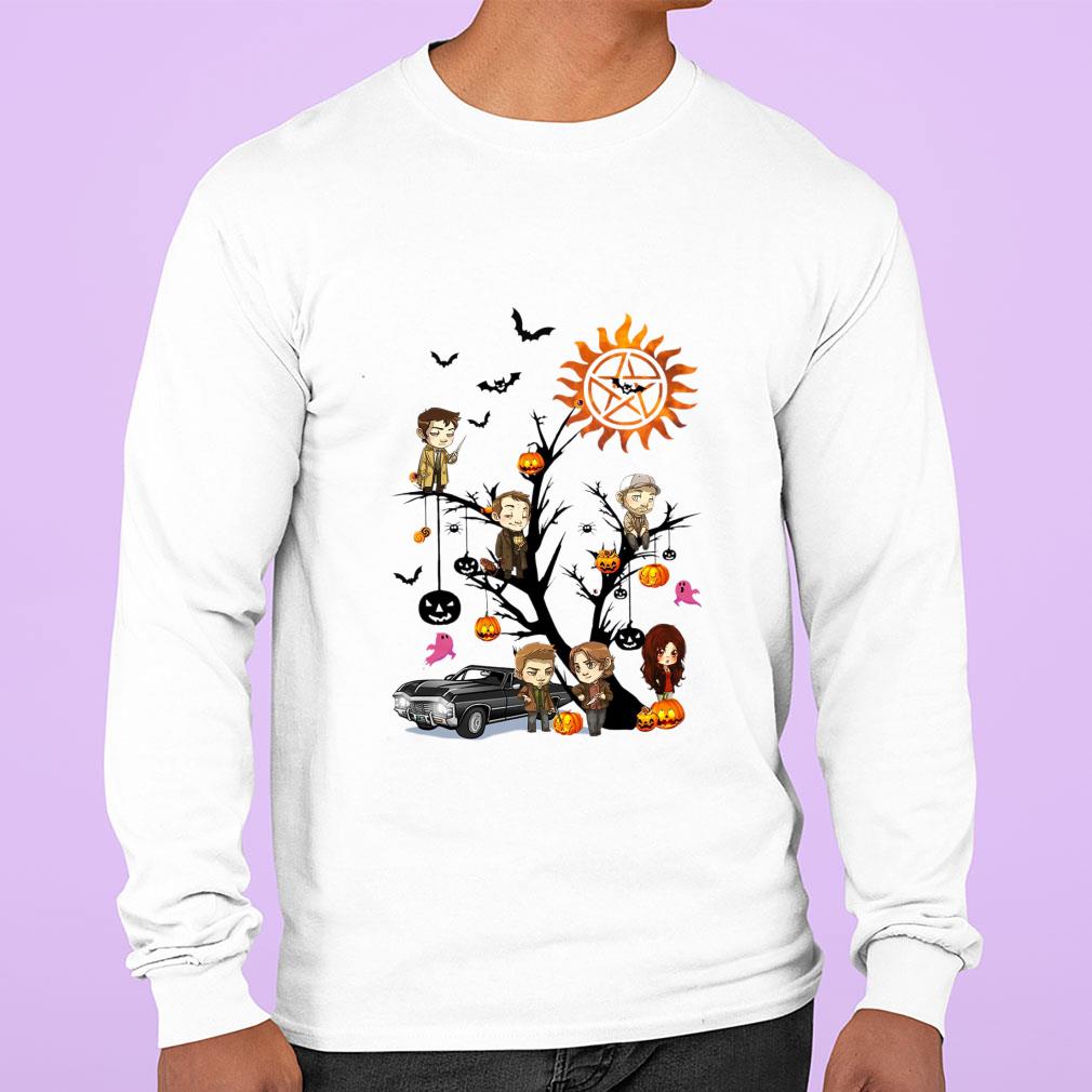 Premium Supernatural Characters Boo Ghost Pumpkin Halloween Tree Shirt Supernatural Characters Boo Ghost Pumpkin Halloween Tree Shirt 2 - Premium Supernatural Characters Boo Ghost Pumpkin Halloween Tree Shirt