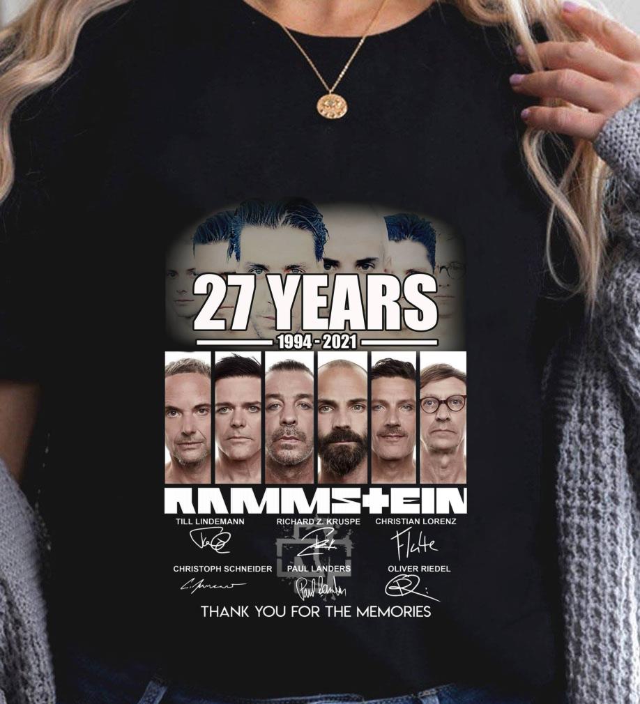Funny Thank Memories Rammstein Metal Band member 27 Years 1994-2021 Signatures Shirt Thank Memories Rammstein Metal Band member 27 Years 1994 2021 Signatures Shirt 2 - Funny Thank Memories Rammstein Metal Band member 27 Years 1994-2021 Signatures Shirt