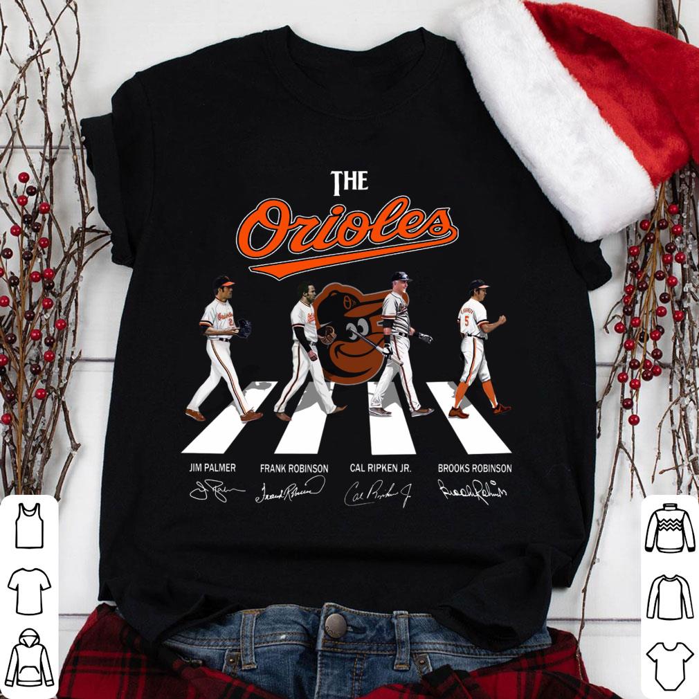 Awesome The Orioles Abbey Road Baltimore Orioles Signatures Shirt, Jim Palmer, Frank Robinson, Cal Ripken Jr, Brooks Robinson