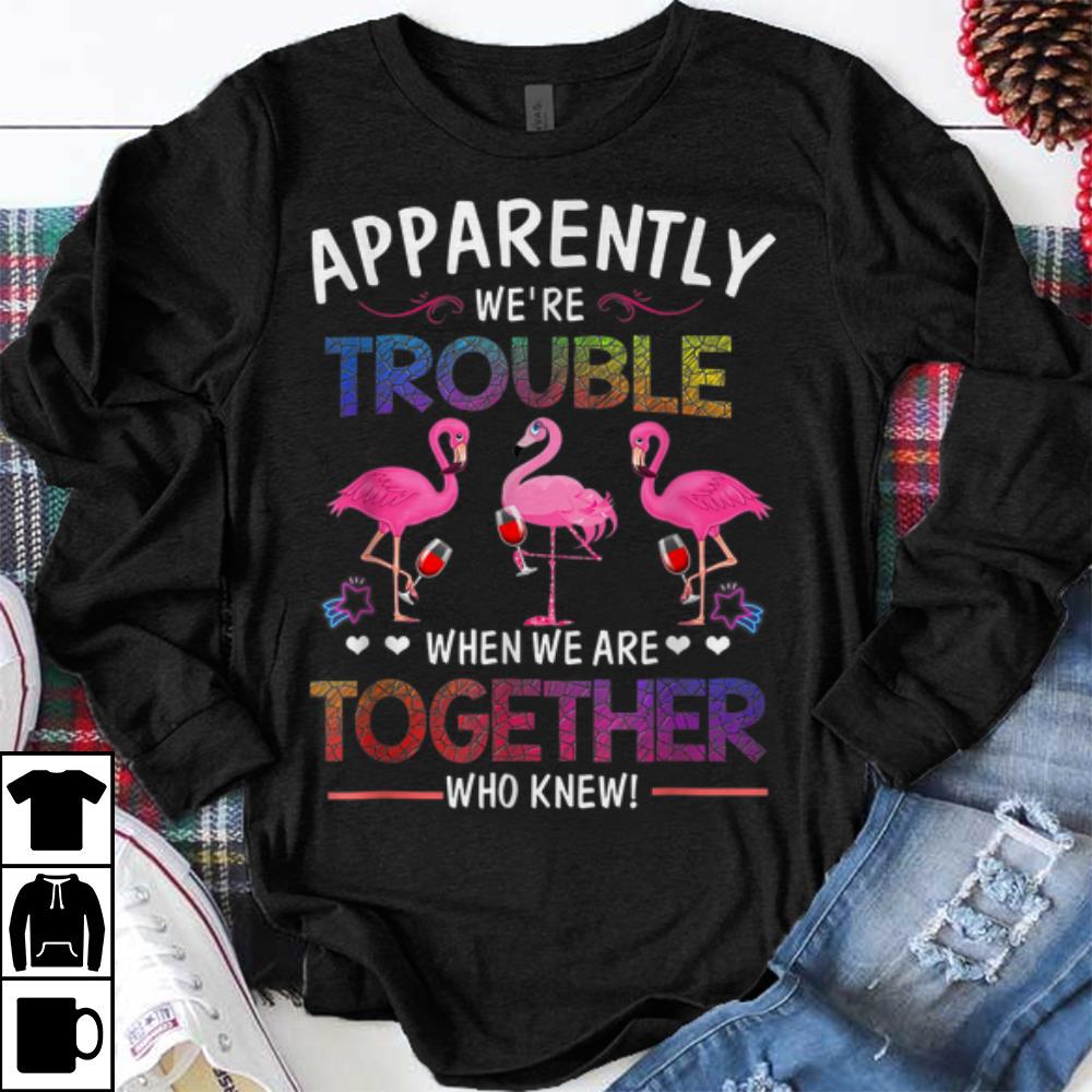 Original Apparently We re Trouble When We are Together Who Knew Wine Flamingo shirt 1 - Original Apparently We're Trouble When We are Together Who Knew Wine Flamingo shirt