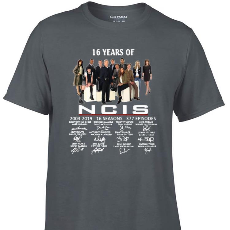 Awesome 16 Years Of NCIS 2003 2019 Signatures shirt 1 - Awesome 16 Years Of NCIS 2003-2019 Signatures shirt