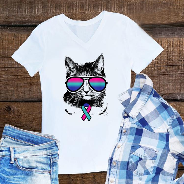 Awesome Cat Thyroid Cancer Awareness Sunglass shirt 1 - Awesome Cat Thyroid Cancer Awareness Sunglass shirt