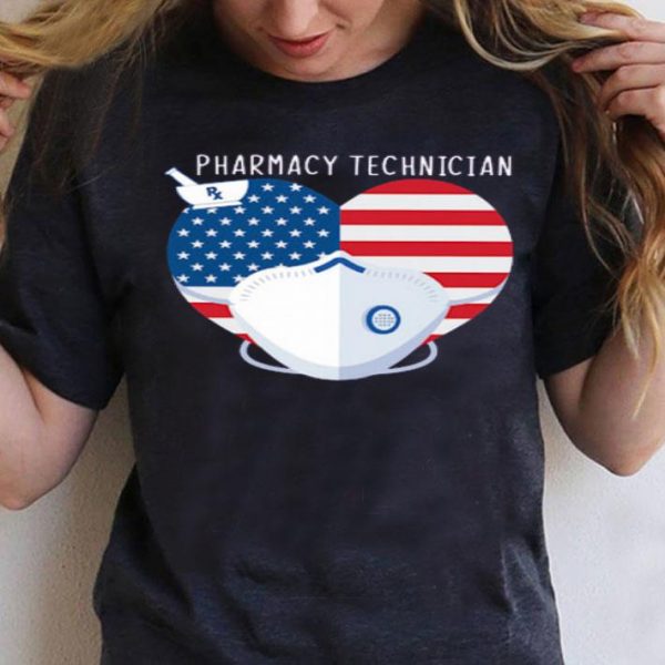 Nice America Pharmacy Technician Heart Face Mask Shirt