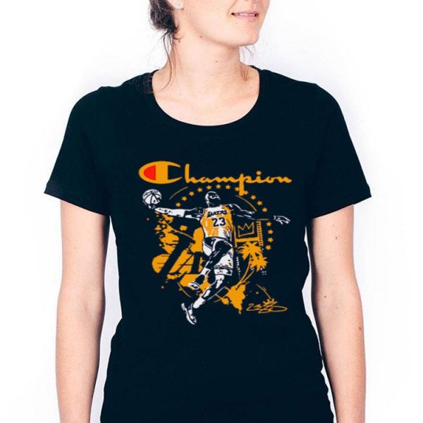 Nice Champion LeBron James Signature Los Angeles Lakers Shirt