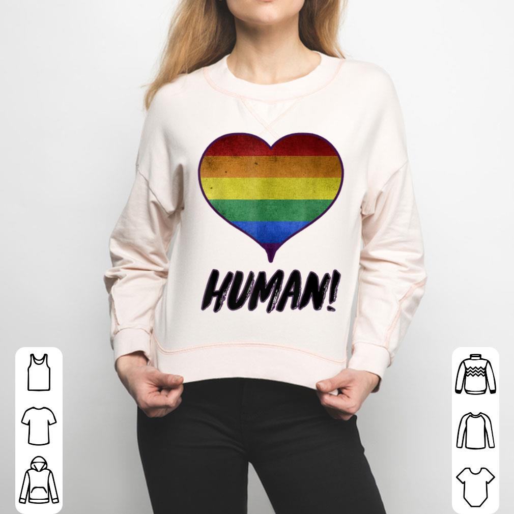 HUMAN Heart Flag LGBT Gay Pride Month Transgender Support Shirt