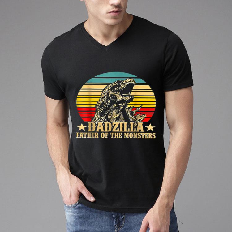 Dadzilla Father Of The Monsters Retro Vintage Sunset Shirt