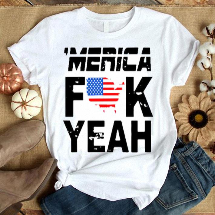 Merica Fuck Yeah Map American Flag Shirt