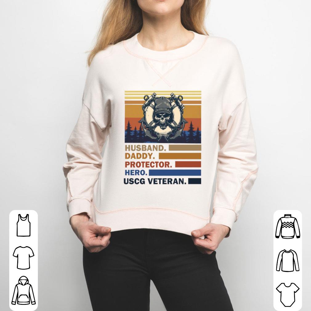 Husband Daddy Protector Hero Army And Uscg Veteran Vintage Shirt