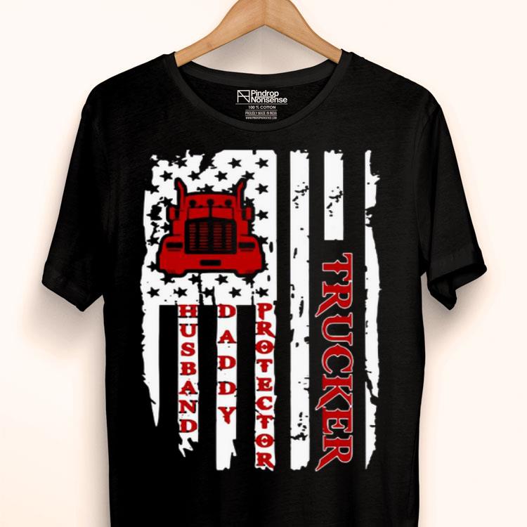 Trucker Husband Daddy Protector American Flag Shirt