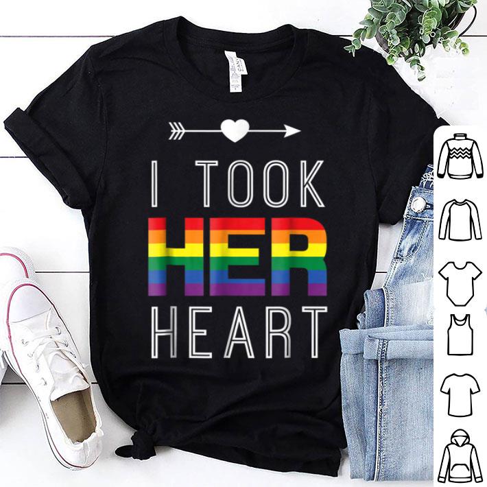I Took Her Heart LGBT Lesbian Couple Rainbow Shirt