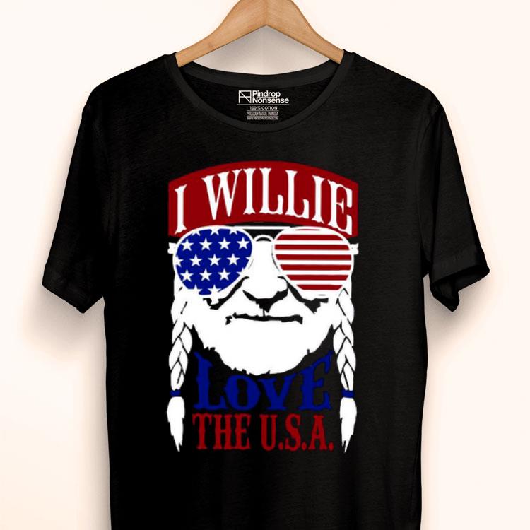 I Willie Love The USA Willie Nelson Flag Shirt