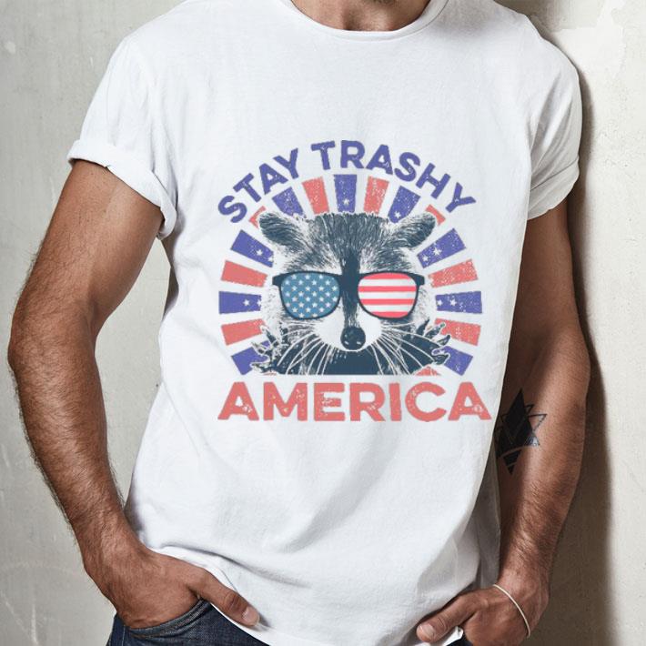 Raccoon Stay Trashy America Flag Shirt